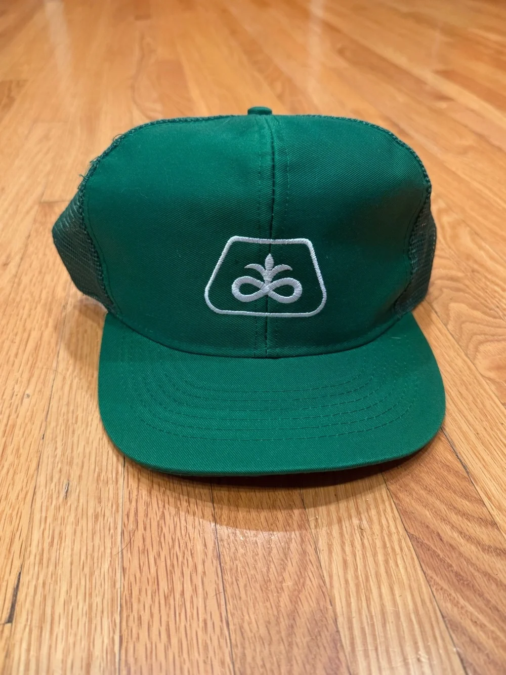 Green Trucker Farm Cap with White Embroidered Logo